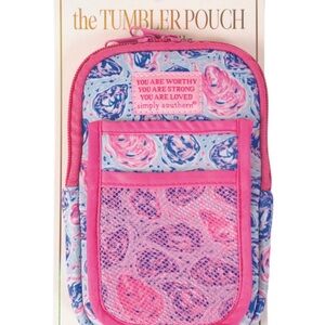 Simply Southern Oyster Tumbler Pouch Wallet Phone Case NWT Preppy Pink & Blue
